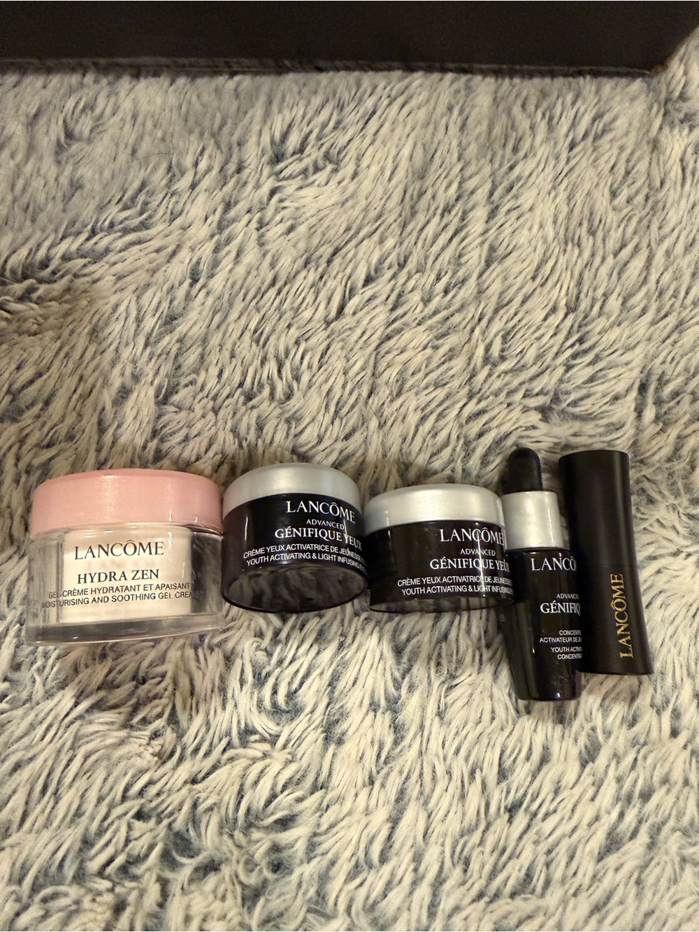 Lancome Hydra Zen & Advanced Genifique Skincare Set - Pink, Black, Silver